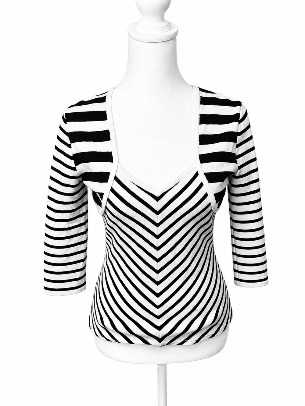 Lior Paris Black & White Striped V-Neck Top